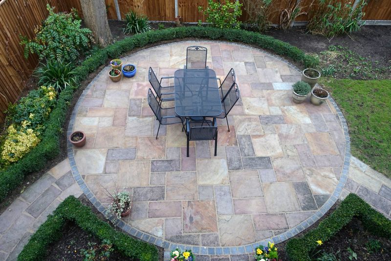 Paver patio with seating area